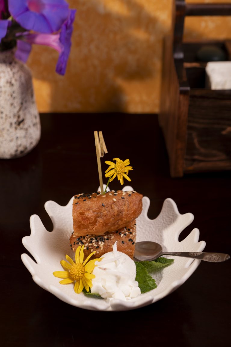 Banana Cake Served With Ice Cream